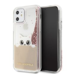   Karl Lagerfeld iPhone 11 Peek-A-Boo Liquid Glitter (KLHCN61PABGNU) hátlap, tok, rózsaszín