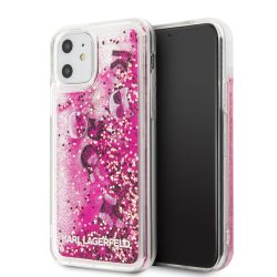   Karl Lagerfeld iPhone 11 Floating Charms Liquid Glitter Iconic (KLHCN61ROPI) hátlap, tok, rózsaszín