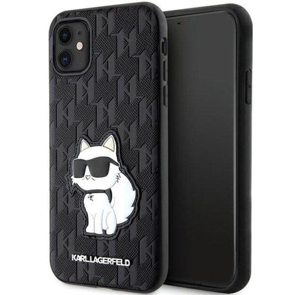 Karl Lagerfeld iPhone 11/Xr Saffiano Monogram Choupette (KLHCN61SAKHPCK) hátlap, tok, fekete