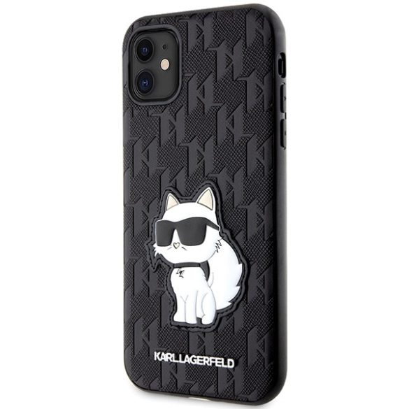 Karl Lagerfeld iPhone 11/Xr Saffiano Monogram Choupette (KLHCN61SAKHPCK) hátlap, tok, fekete