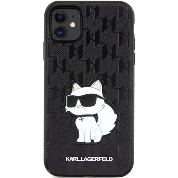 Karl Lagerfeld iPhone 11/Xr Saffiano Monogram Choupette (KLHCN61SAKHPCK) hátlap, tok, fekete