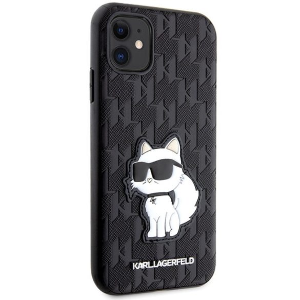 Karl Lagerfeld iPhone 11/Xr Saffiano Monogram Choupette (KLHCN61SAKHPCK) hátlap, tok, fekete