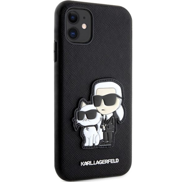 Karl Lagerfeld iPhone 11/Xr Saffiano Karl & Choupette (KLHCN61SANKCPK) hátlap, tok, fekete