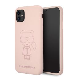   Karl Lagerfeld iPhone 11 Ikonik Outline 2 Silicone (KLHCN61SILTTPI) hátlap, tok, világos rózsaszín