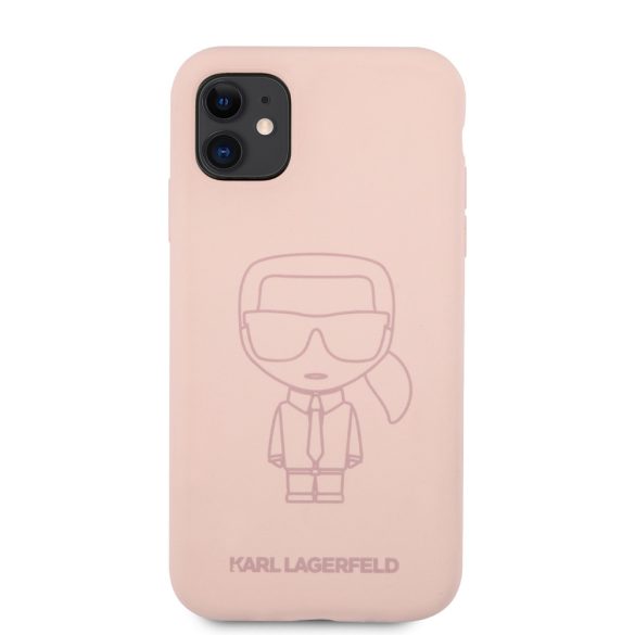 Karl Lagerfeld iPhone 11 Ikonik Outline 2 Silicone (KLHCN61SILTTPI) hátlap, tok, világos rózsaszín