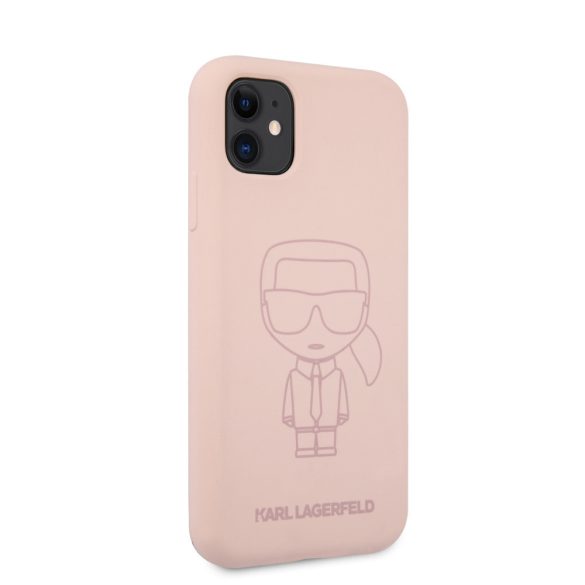 Karl Lagerfeld iPhone 11 Ikonik Outline 2 Silicone (KLHCN61SILTTPI) hátlap, tok, világos rózsaszín