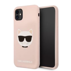   Karl Lagerfeld iPhone 11 Choupette Head Silicone (KLHCN61SLCHLP) hátlap, tok, világos rózsaszín