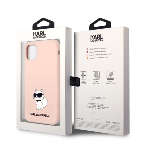 Karl Lagerfeld iPhone 11 Silicone Choupette (KLHCN61SNCHBCP) hátlap, tok, rózsaszín