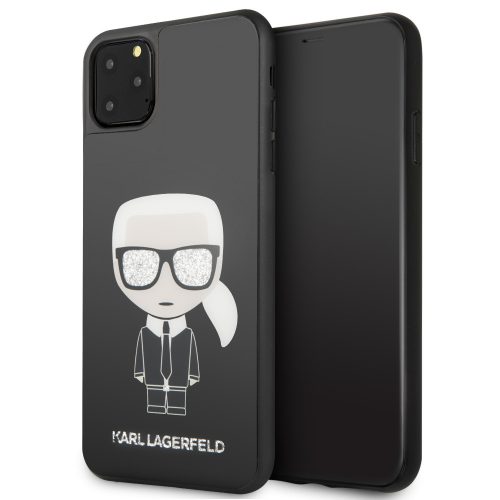 Karl Lagerfeld iPhone 11 Pro Max Glitter Iconic Full Body (KLHCN65DLFKBK) hátlap, tok, fekete