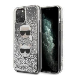   Karl Lagerfeld iPhone 11 Pro Max Karl and Choupette Glitter (KLHCN65KCGLSL) hátlap, tok, ezüst