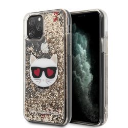   Karl Lagerfeld iPhone 11 Pro Max Karl and Choupette Glitter (KLHCN65LCGLGO) hátlap, tok, arany