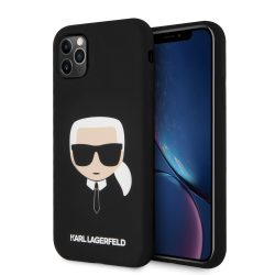   Karl Lagerfeld iPhone 11 Pro Max Silicone Karl's Head (KLHCN65SLKHBK) hátlap, tok, fekete