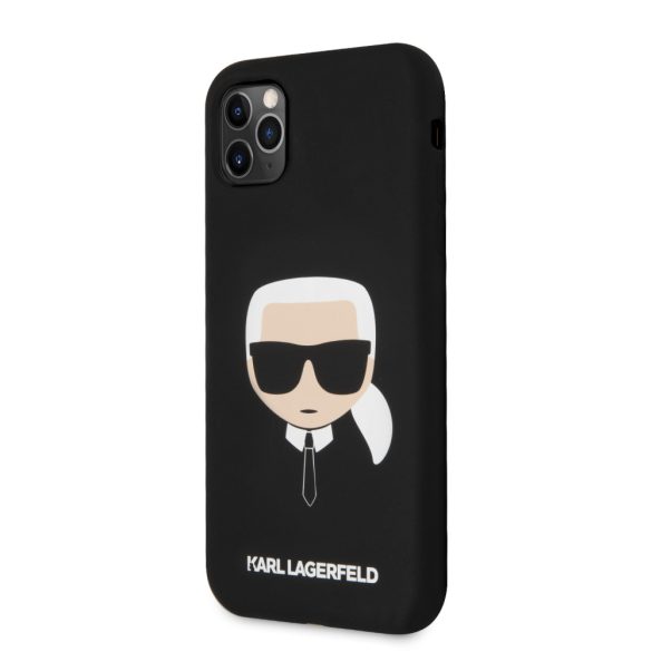 Karl Lagerfeld iPhone 11 Pro Max Silicone Karl's Head (KLHCN65SLKHBK) hátlap, tok, fekete