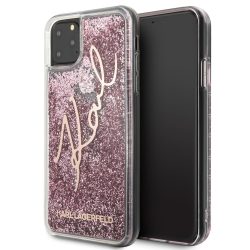   Karl Lagerfeld iPhone 11 Pro Max Liquid Glitter Signature (KLHCN65TRKSRG) hátlap, tok, rózsaszín