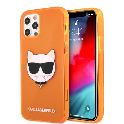 Karl Lagerfeld iPhone 12 Pro Max Choupette Head (KLHCP12LCHTRO) hátlap, tok, narancssárga