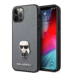   Karl Lagerfeld iPhone 12 Pro Max Saffiano Iconik (KLHCP12LIKMSSL) hátlap, tok, ezüst