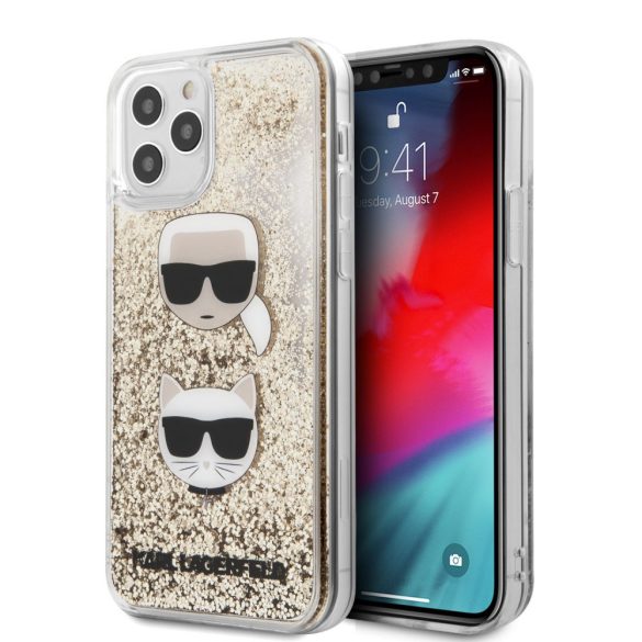 Karl Lagerfeld iPhone 12 Pro Max Karl and Choupette Glitter (KLHCP12LKCGLGO) hátlap, tok, arany