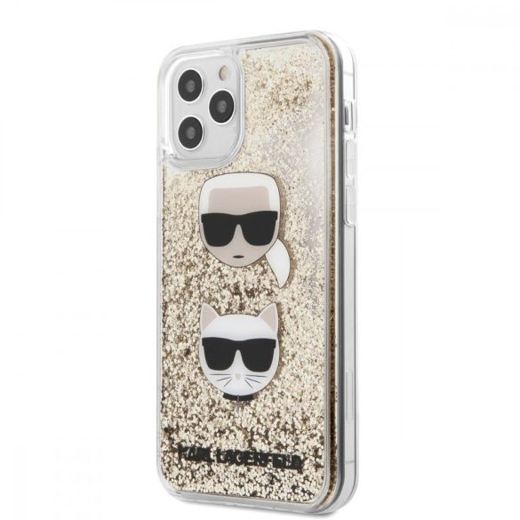 Karl Lagerfeld iPhone 12 Pro Max Karl and Choupette Glitter (KLHCP12LKCGLGO) hátlap, tok, arany