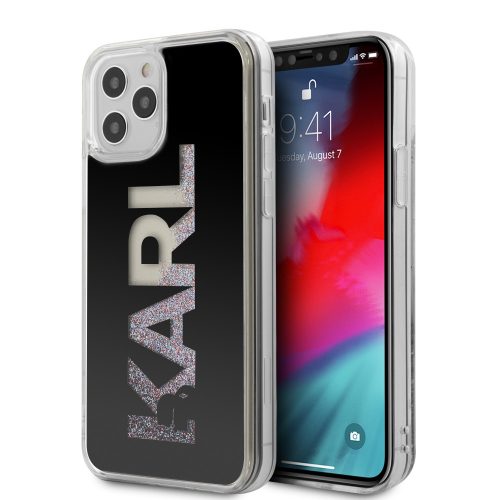 Karl Lagerfeld iPhone 12 Pro Max Karl Logo Glitter (KLHCP12LKLMLBK) hátlap, tok, fekete