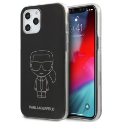   Karl Lagerfeld iPhone 12 Pro Max Metallic Ikonik Outline (KLHCP12LPCUMIKBK) hátlap, tok, fekete