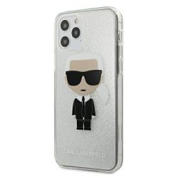   Karl Lagerfeld iPhone 12 Pro Max Glitter Ikonik Full Body (KLHCP12LPCUTRIKSL) hátlap, tok, ezüst