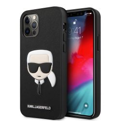   Karl Lagerfeld iPhone 12 Pro Max Saffiano Iconic Karl's Head (KLHCP12LSAKHBK) hátlap, tok, fekete