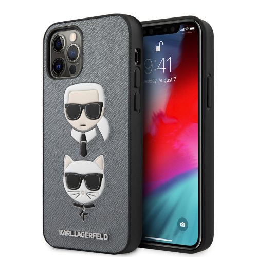 Karl Lagerfeld iPhone 12 Pro Max 3D Rubber Heads (KLHCP12LSAKICKCSL) hátlap, tok, ezüst