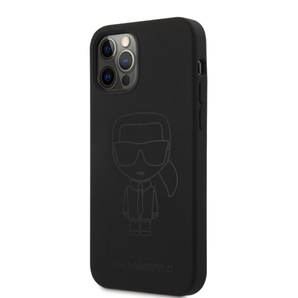 Karl Lagerfeld iPhone 12 Pro Max Ikonik Outline 2 Silicone (KLHCP12LSILTTBK) hátlap, tok, fekete