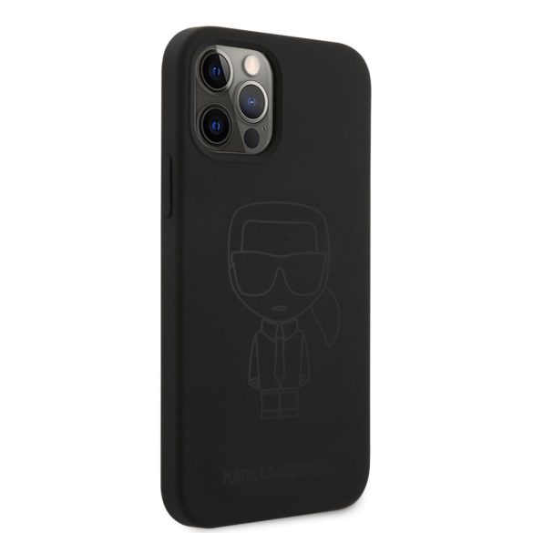 Karl Lagerfeld iPhone 12 Pro Max Ikonik Outline 2 Silicone (KLHCP12LSILTTBK) hátlap, tok, fekete