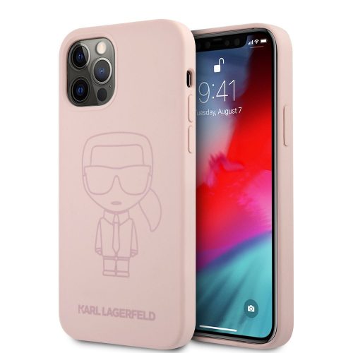 Karl Lagerfeld iPhone 12 Pro Max Ikonik Outline 2 Silicone (KLHCP12LSILTTPI) hátlap, tok, világos rózsaszín