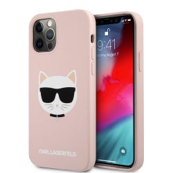   Karl Lagerfeld iPhone 12 Pro Max Choupette Head Silicone (KLHCP12LSLCHLP) hátlap, tok, világos rózsaszín