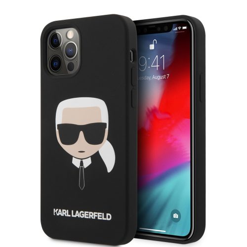 Karl Lagerfeld iPhone 12 Pro Max Silicone Karl Head (KLHCP12LSLKHBK) hátlap, tok, fekete