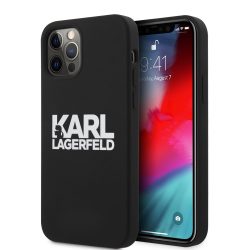   Karl Lagerfeld iPhone 12 Pro Max Stack White Logo Silicone (KLHCP12LSLKLRBK) hátlap, tok, fekete