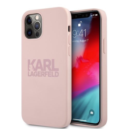 Karl Lagerfeld iPhone 12 Pro Max Silicone (KLHCP12LSTKLTLP) hátlap, tok, világos rózsaszín