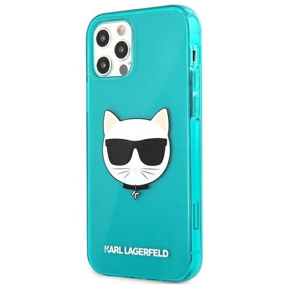 Karl Lagerfeld iPhone 12/12 Pro Choupette Head (KLHCP12MCHTRB) hátlap, tok, türkiszkék