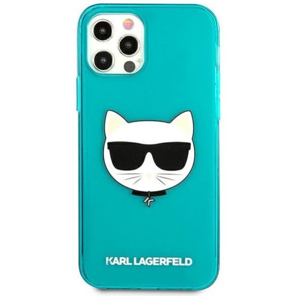 Karl Lagerfeld iPhone 12/12 Pro Choupette Head (KLHCP12MCHTRB) hátlap, tok, türkiszkék