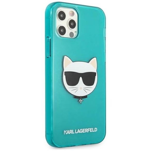 Karl Lagerfeld iPhone 12/12 Pro Choupette Head (KLHCP12MCHTRB) hátlap, tok, türkiszkék