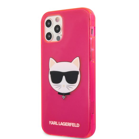 Karl Lagerfeld iPhone 12/12 Pro Choupette Head (KLHCP12MCHTRP) hátlap, tok, rózsaszín