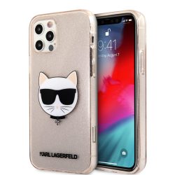   Karl Lagerfeld iPhone 12/12 Pro Choupette Head Glitter (KLHCP12MCHTUGLGO) hátlap, tok, arany