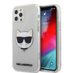   Karl Lagerfeld iPhone 12/12 Pro Choupette Head Glitter (KLHCP12MCHTUGLS) hátlap, tok, ezüst