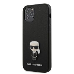   Karl Lagerfeld iPhone 12/12 Pro Saffiano Iconik (KLHCP12MIKMSBK) hátlap, tok, fekete