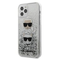   Karl Lagerfeld iPhone 12/12 Pro Karl and Choupette Glitter (KLHCP12MKCGLSL) hátlap, tok, ezüst