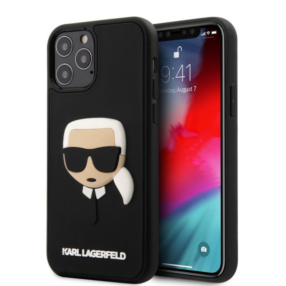 Karl Lagerfeld iPhone 12/12 Pro 3D Rubber Karl Head (KLHCP12MKH3DBK) hátlap, tok, fekete