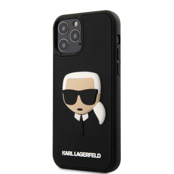 Karl Lagerfeld iPhone 12/12 Pro 3D Rubber Karl Head (KLHCP12MKH3DBK) hátlap, tok, fekete