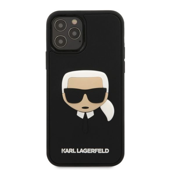 Karl Lagerfeld iPhone 12/12 Pro 3D Rubber Karl Head (KLHCP12MKH3DBK) hátlap, tok, fekete