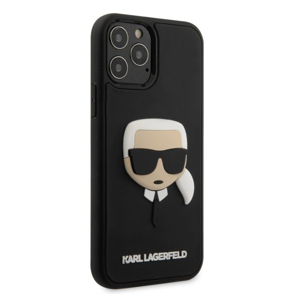 Karl Lagerfeld iPhone 12/12 Pro 3D Rubber Karl Head (KLHCP12MKH3DBK) hátlap, tok, fekete