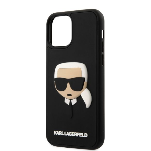 Karl Lagerfeld iPhone 12/12 Pro 3D Rubber Karl Head (KLHCP12MKH3DBK) hátlap, tok, fekete