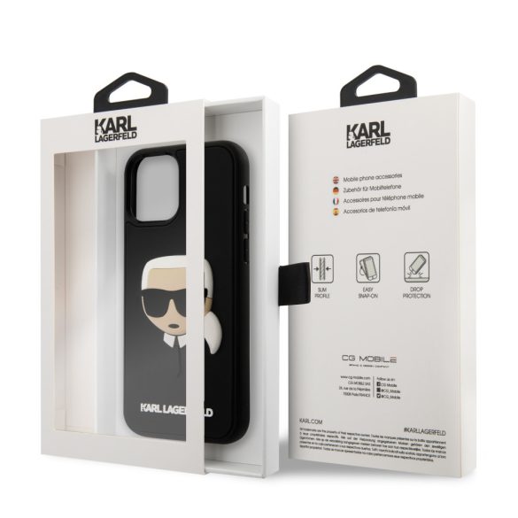 Karl Lagerfeld iPhone 12/12 Pro 3D Rubber Karl Head (KLHCP12MKH3DBK) hátlap, tok, fekete