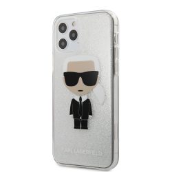   Karl Lagerfeld iPhone 12/12 Pro Glitter Ikonik Karl Full Body (KLHCP12MPCUTRIKSL) hátlap, tok, ezüst