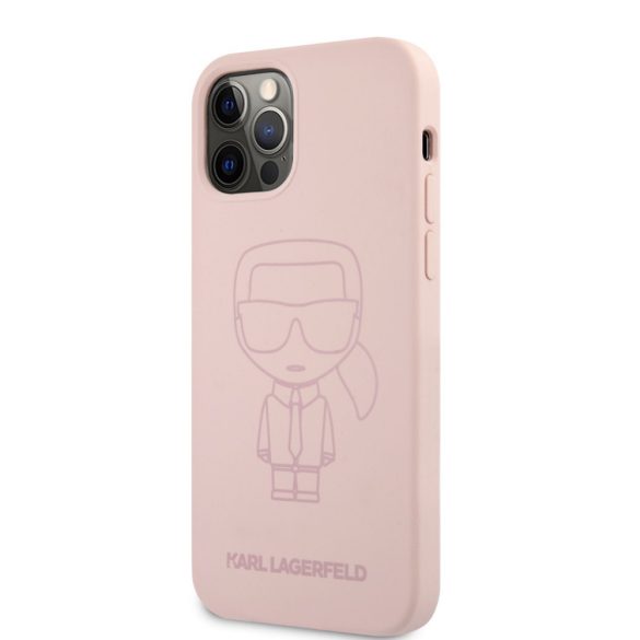 Karl Lagerfeld iPhone 12/12 Pro Ikonik Outline 2 Silicone (KLHCP12MSILTTPI) hátlap, tok, világos rózsaszín